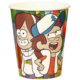 Цена за 10 шт. Стакан бумажный-раскраска С Днем Рождения!, 250 мл, Гравити Фолз