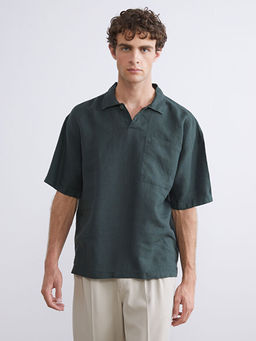 Regular Fit K?sa Kollu %100 Keten Erkek G?mlek