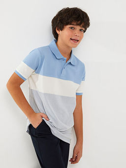 Polo Yaka Renk Bloklu K?sa Kollu Erkek ?ocuk Ti??rt Baba O?ul Kombini