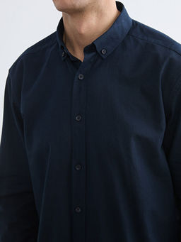 Regular Fit Keten G?r?n?ml? Erkek G?mlek