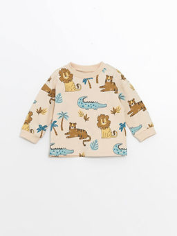 Bisiklet Yaka Uzun Kollu Bask?l? Erkek Bebek Ti??rt