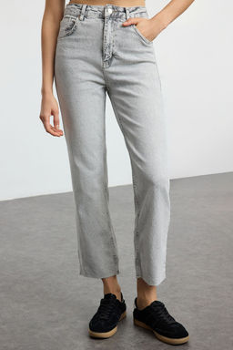 Gri Pacas? Kesikli Yuksek Bel Straight Jeans TWOAW25JE00175 - Trendyolmilla фото 3