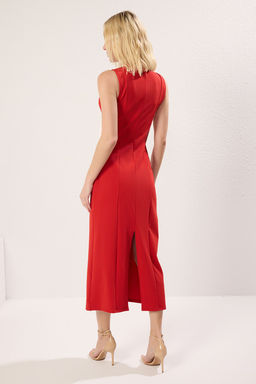 Kahverengi Buzgu/Drape Detayl? Bodycone/Vucuda Oturan Ay Kol Midi Orme Elbise TWOSS25EL00229 - Trendyolmilla фото 11