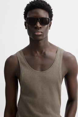 COTTON - HEMP RIBBED TANK TOP - Zara фото 5