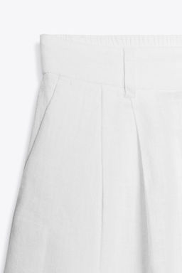 LINEN BLEND DART BERMUDA SHORTS - Zara фото 6