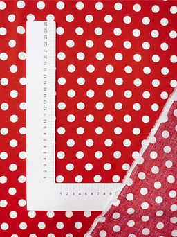 Штапель Белый горох (11мм) цв.красный, ш.1.45м, вискоза-100%, 95гр/м.кв - Купава фото 13