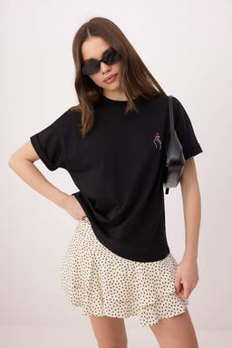 Tas Nak?sl?/Islemeli Oversize/Genis Kal?p %100 Pamuk Orme T-Shirt TWOSS26TS00165 - Trendyolmilla фото 5