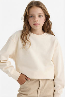 Relax Fit Pamuklu Basic Sweatshirt K_z _ocuk