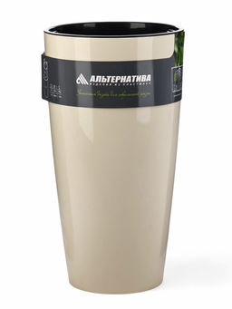 Кашпо для цветов Рондо, пластик, 23 л, d=40 см, h=74.7 см, со вставкой, бежевое