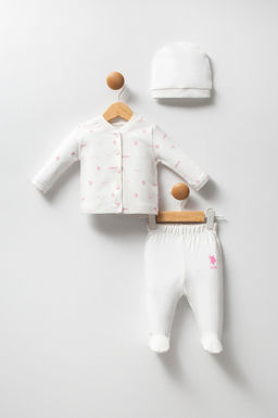 K_z Bebek Beyaz Pijama Tak_m_ 3l_ Set