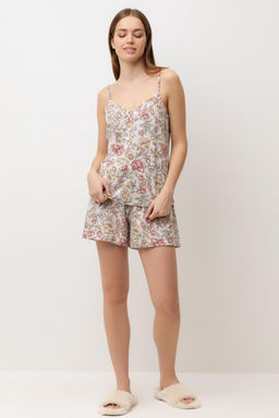 Е 20175/бежевый,античные цветы пижама жен