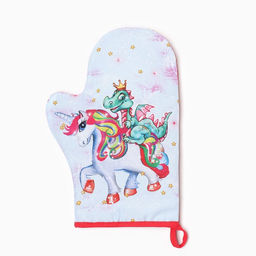 Набор кух. Дракон и единорожка: варежка 20х28 см, прихватка 17х17 см, 35% хл, 65% пэ, вати - Доляна фото 2