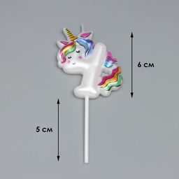 Цена за 2 шт. Свеча в торт «Единорог», цифра 4, 6 см