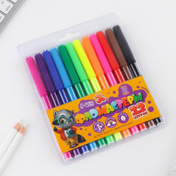 Цена за 2 шт. Фломастеры 12 цветов вентилируемый колпачок с европодвесом