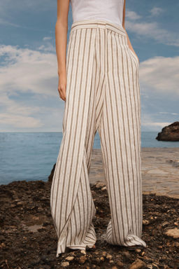 LIMITED EDITION STRIPED LINEN BLEND TROUSERS