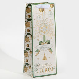 Пакет новогодний подарочный под бутылку «С Новым годом», 13×35×10 см