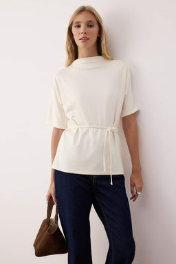 Ekru Baglama Detayl? Regular/Normal Kal?p Orme Bluz TWOAW26BZ00174