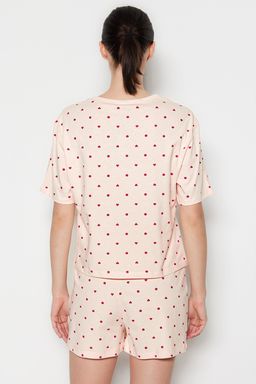 Trendyolmilla Beyaz %100 Pamuklu Puantiyeli ve Kalpli Sortlu Orme Pijama Tak?m? THMSS21PT1485 фото 22