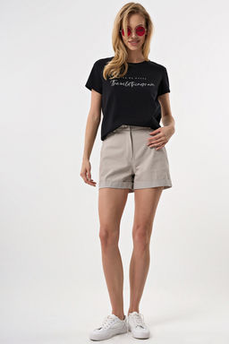 Футболка прямого силуэта с принтом черная