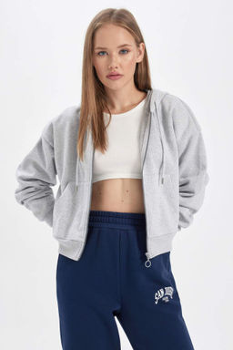 Coool Regular Fit Kapusonlu Fermuarl? Sweatshirt - Defacto фото 2