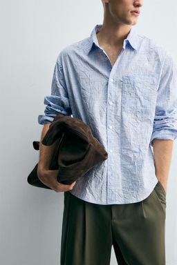 STRIPED CREASED-EFFECT SHIRT - Zara фото 5