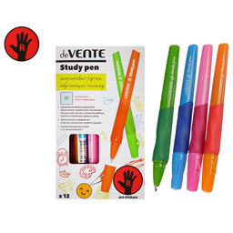 Цена за 12 шт. Ручка обучающая для правши deVENTE Study Pen, узел 0.7 мм, каучуковый держатель, чернила синие на масляной основе