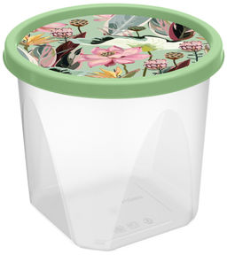 Цена за 2 шт. Контейнер для продуктов круглый 1,75л с декором (зеленый) 222133218/08