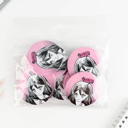 Цена за 10 шт. Значок закатной Аниме милая девочка, d=5.6 см