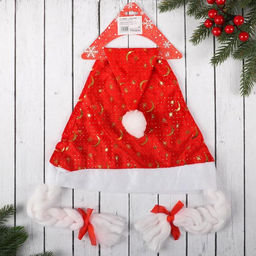 Колпак новогодний Звёзды с косами, красно-золотой - Зимнее волшебство фото 2