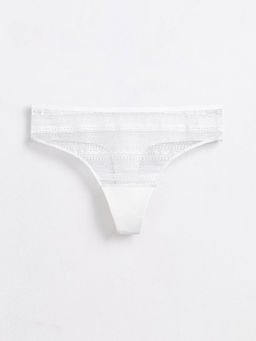 CONTE Бесшовные трусы стринг из хлопка и кружева ROMANTIC STORY LST 1267 off-white - Conte elegant фото 2