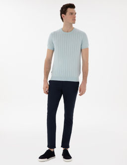 Lacivert Slim Fit Kanvas Pantolon