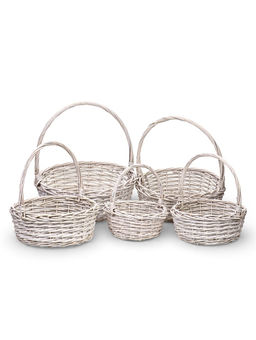 Корзина плетёная для хранения Kask, из лозы, с ручкой, белая, набор 5 шт.