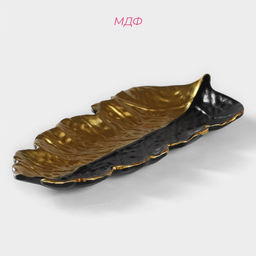 Блюдо для фруктов Доляна «Золотой лист», 38.5×15.5 см, золотое с чёрным