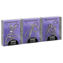 Головоломка металл. ТРИ СОВЫ средняя, ассорти, 2 уровень сложности (PMb_16934)