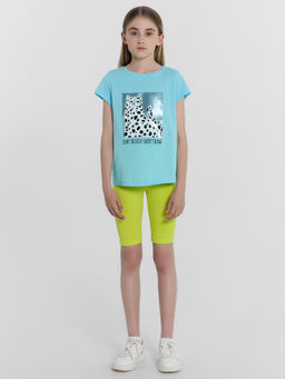 Футболка для девочек голубая с печатью - Mark formelle фото 3