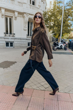 STRIPED SHIRT WITH BUCKLES - Zara фото 5