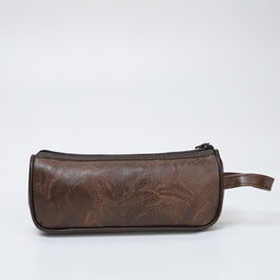 Косметичка-пенал на молнии с карманом, из искусственная кожи, кофейная - Simaland фото 2