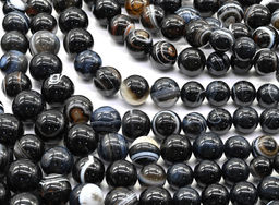 Бусины из агата глазкового Шарик на увеличение 6-16мм, 42см, 39 бусин Радуга камня