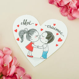 Цена за 20 шт. Открытка-мини Моё счастье, 14 февраля, 7?6 см