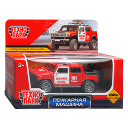 Машина металл Внедорожник "Пожарная машина" 11 см. инерц., в коробке
