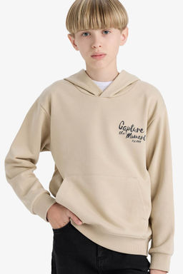 Bask_l_ Kap__onlu __i Yumu_ak T_yl_ Okul Sweatshirt Erkek _ocuk