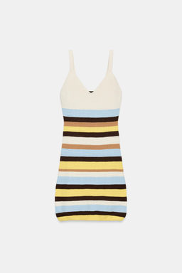 VESTIDO CORTO PUNTO RAYAS / Multicolor - Zara фото 6
