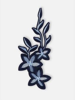 Цена за 5 шт. Термоаппликация Цветы, 20?9 см, серая, синяя