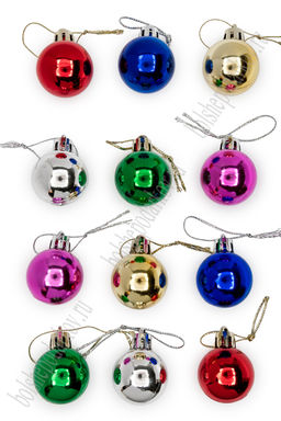 Набор новогодних шаров 3 см (12 шт) SF-1691, микс №16
