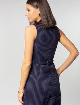 VILATTE / Жилет изо льна с вискозой без подклаки с двуслойным передом  фото 4