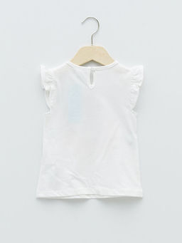 Bisiklet Yaka K?sa Kollu Bask?l? K?z Bebek Ti??rt - Waikiki фото 2