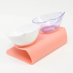 Миски пластиковые на розовой подставке 27,5 х 14 х 15 см прозрачная/белая - Пижон фото 4