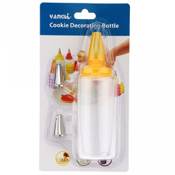 Кондитерский шприц Десерт 13,7х5х5см, бутылка 200мл, пластмассовый; насадка для крема - 3 штуки, нержавеющая сталь; с колпачком, в блистере (Китай) - Домашняя мода фото 3