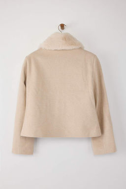 Ekru Regular Kal?p Yakas? Kurklu Kase Ceket Mont TWOAW26MO00131 - Trendyolmilla фото 8