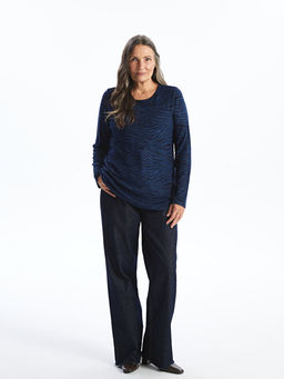 Bisiklet Yaka Desenli Uzun Kollu Kad?n Bluz